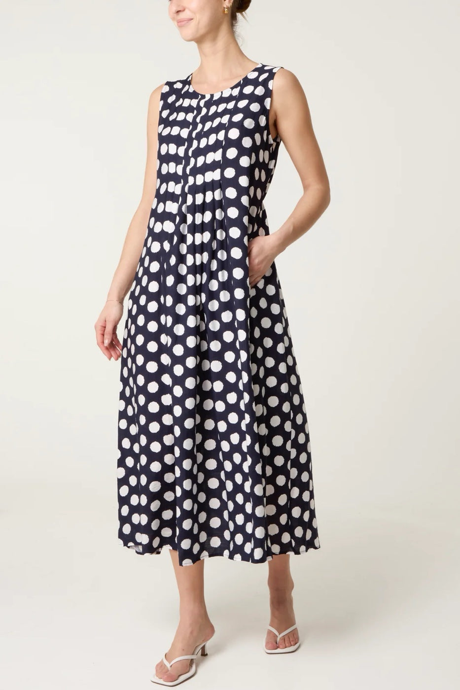 Polka Dot Midi Dress - Ivory