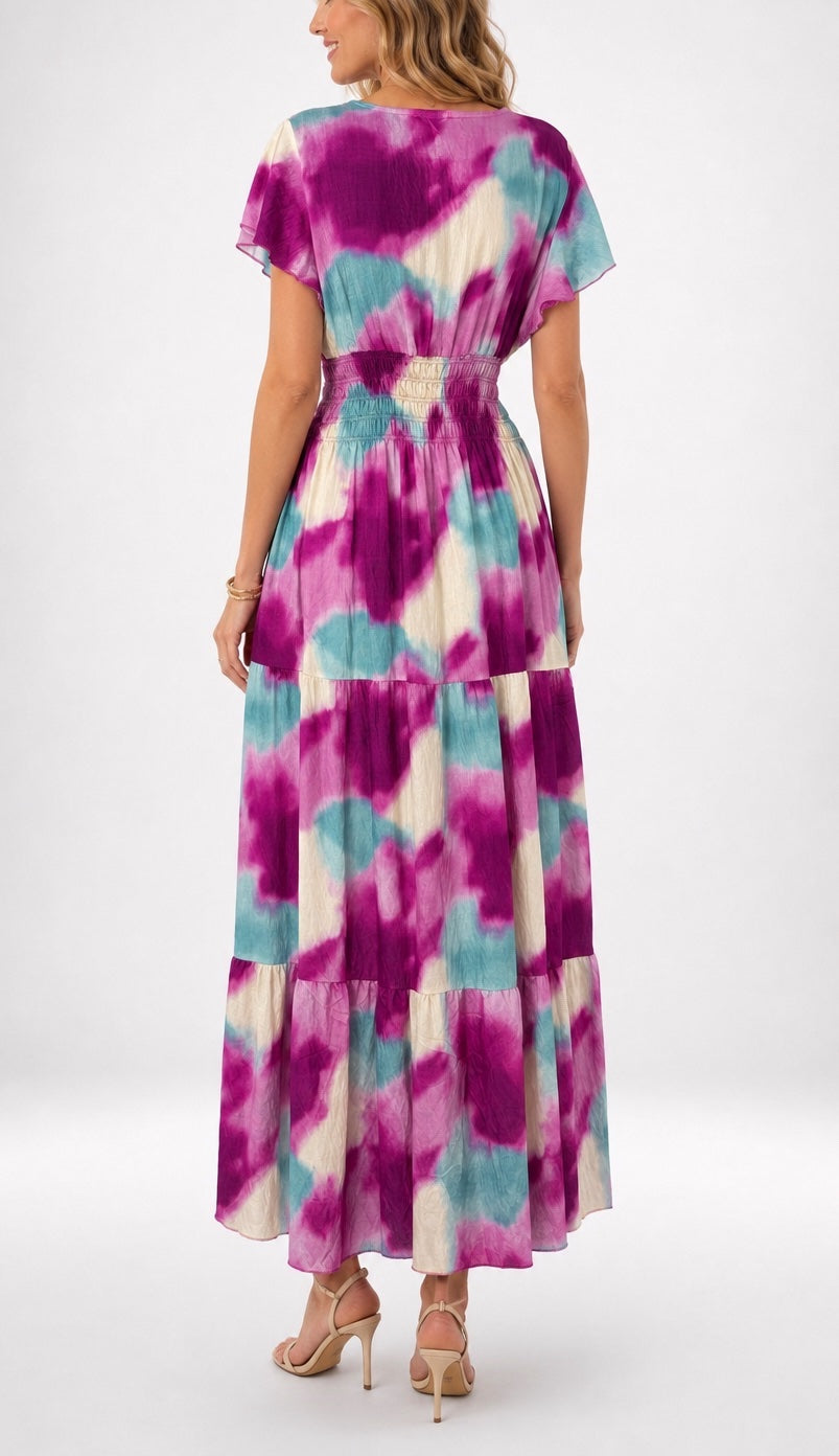 Bohemian Tie-Dye Tiered Maxi Dress - Mixed Pack (2)