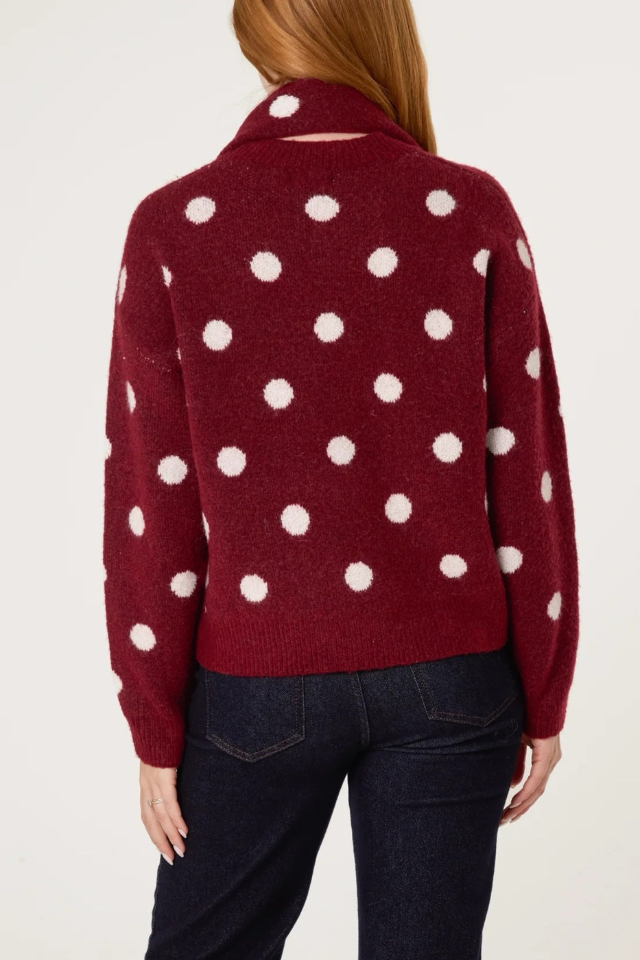 Polka Dot Knit Jumper - Wine (2)