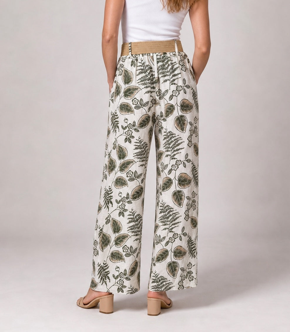 Stencil Leaf Print Wide-Leg Trousers - Mixed Pack (2)