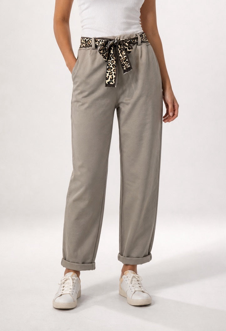 Paperbag Waist Trousers with Leopard Print Belt - Mixed Pack