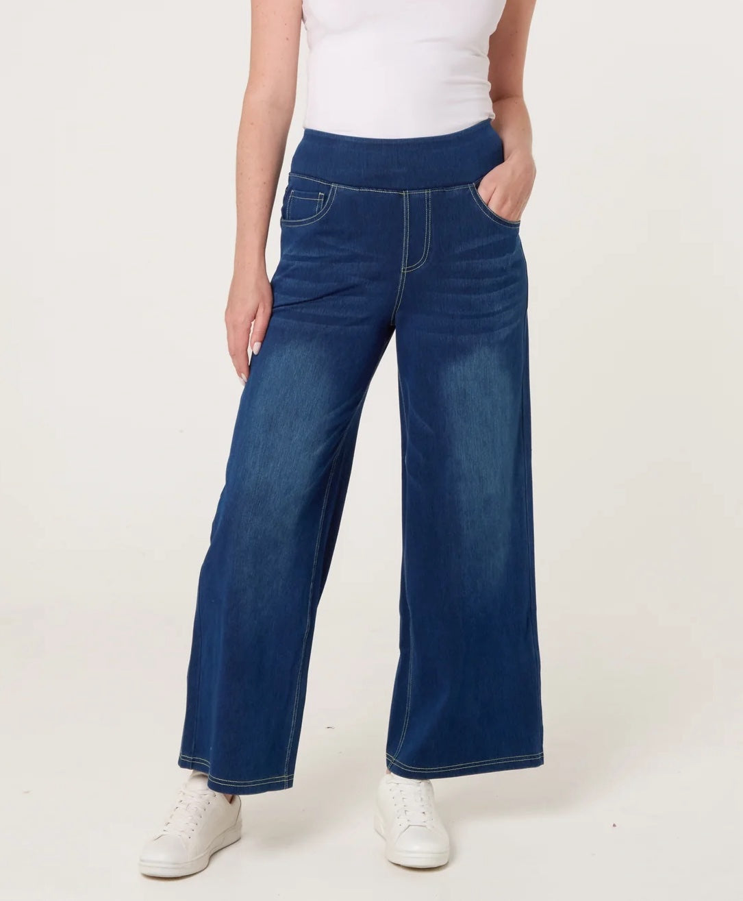 Effortless Wide Leg Denim Trousers - Indigo