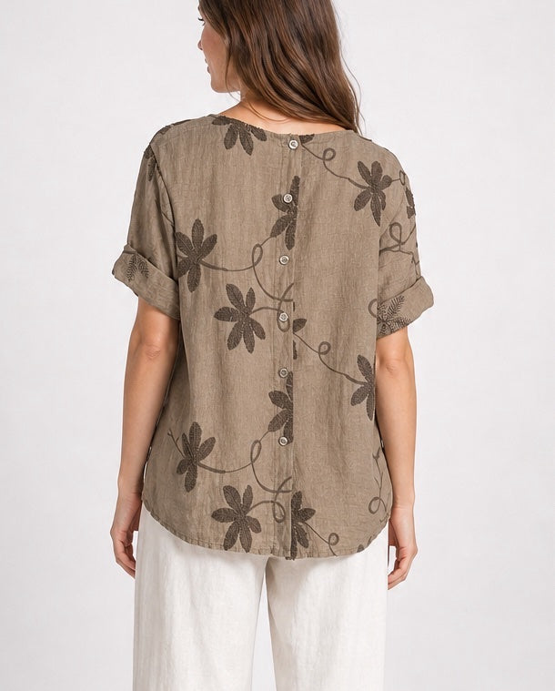 Embroidered Floral Button Back Top - Mixed Pack (2)