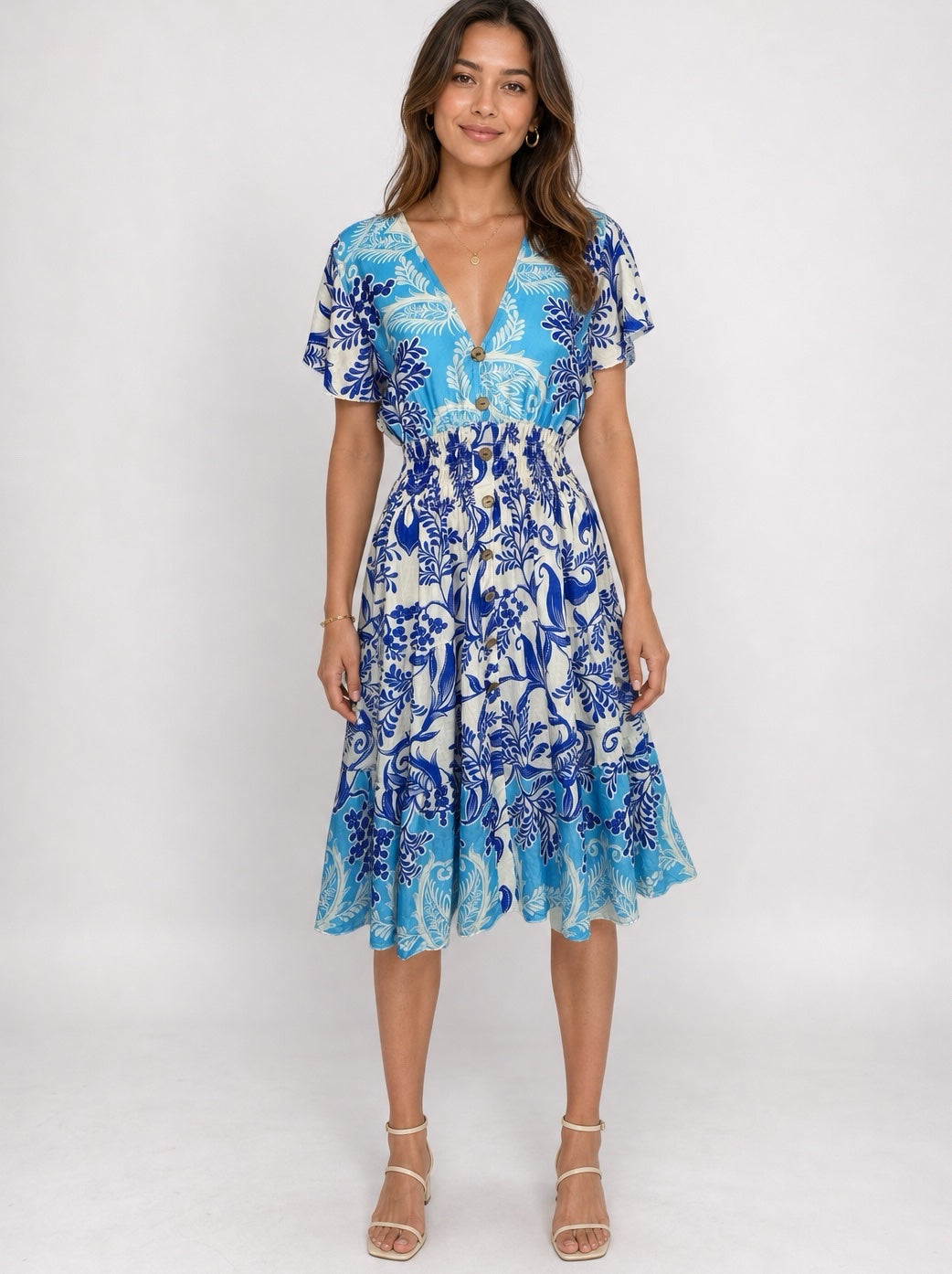 Bohemian Midi Dress with Flutter Sleeves - Mixed Pack