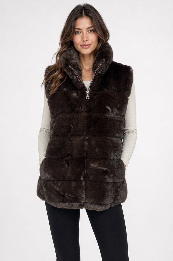 Quilted Faux Fur Zip Gilet - Mixed Pack