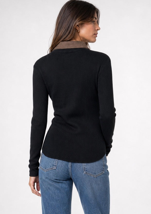 Collared Contrast Trim Knit Jumper - Mixed Pack (2)