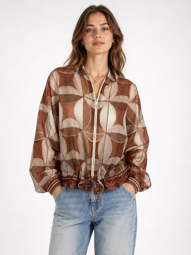 Graphic Print Bomber Jacket with Drawstring Hem - Mixed Pack