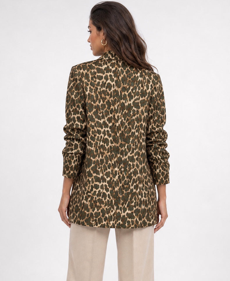 Animal Print Tailored Blazer - Green (2)