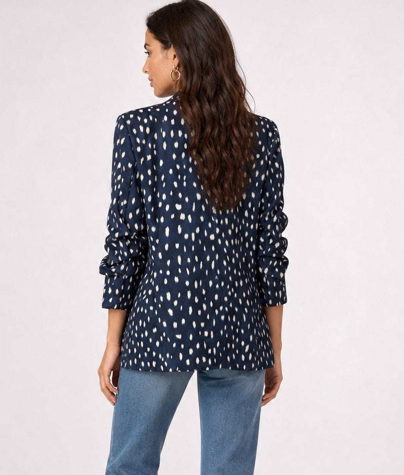Abstract Print Draped Jacket - Navy (2)