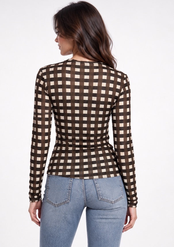 Cashmere Enriched Check Sheer Top - Mixed Pack (2)