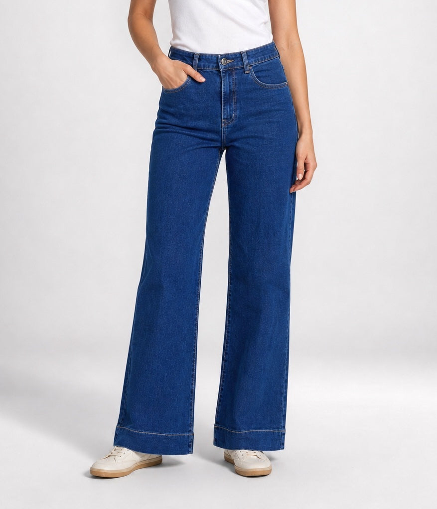 High Waisted Wide Leg Jeans - Indigo