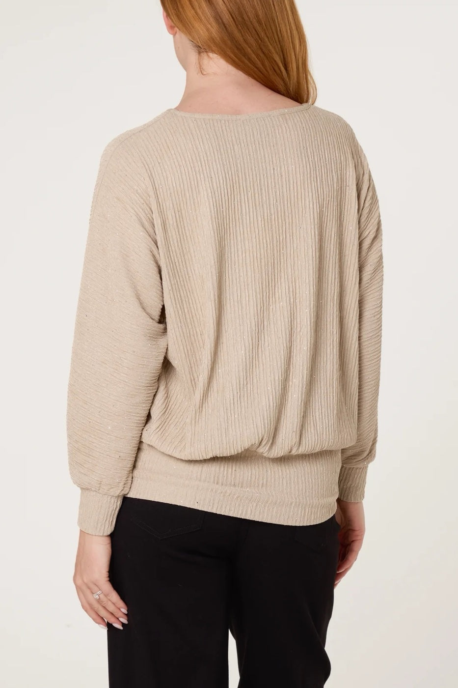 Embellished Ribbed Top - Stone (2)