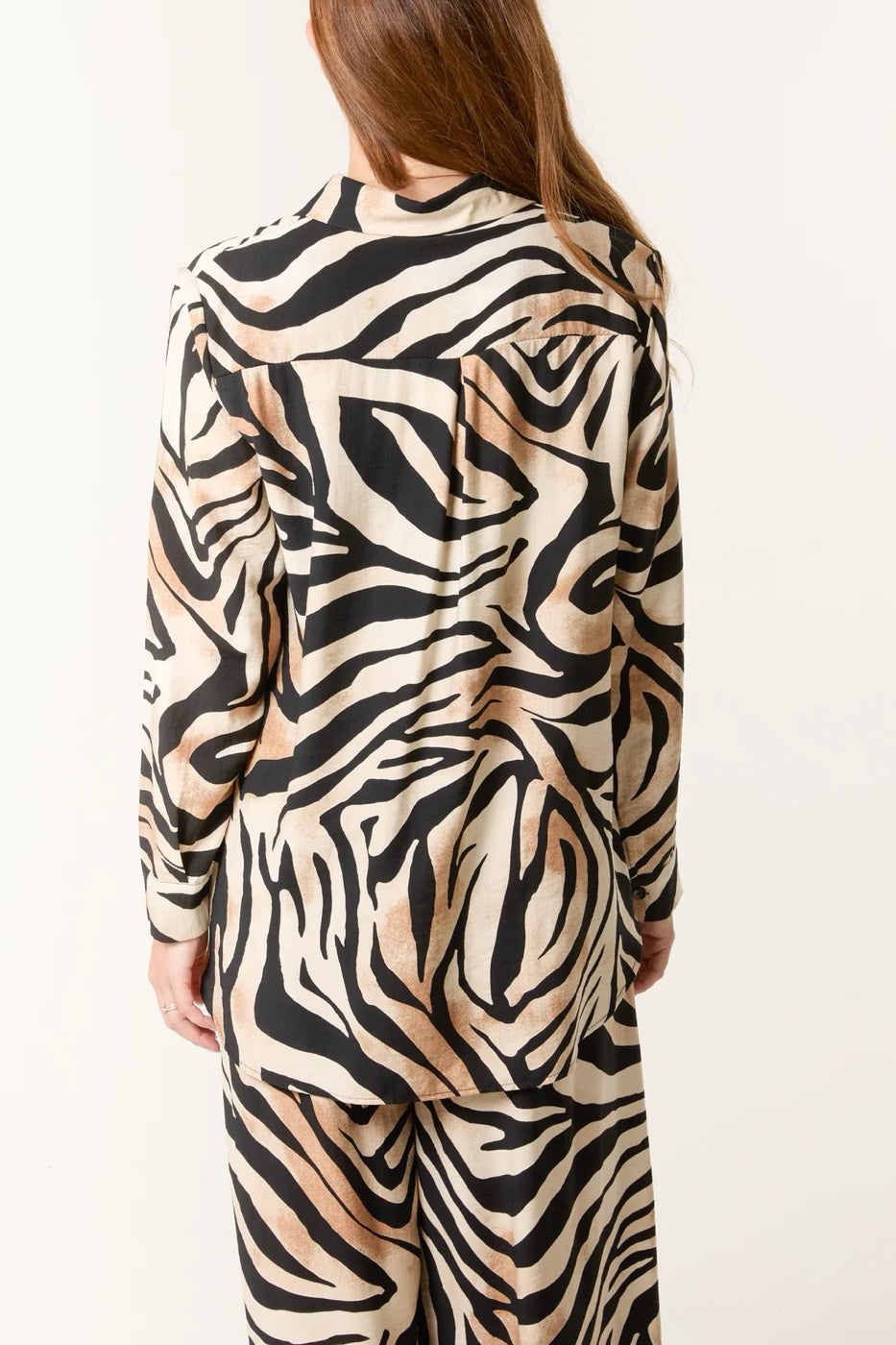 Zebra Print Relaxed Fit Shirt - Beige (2)