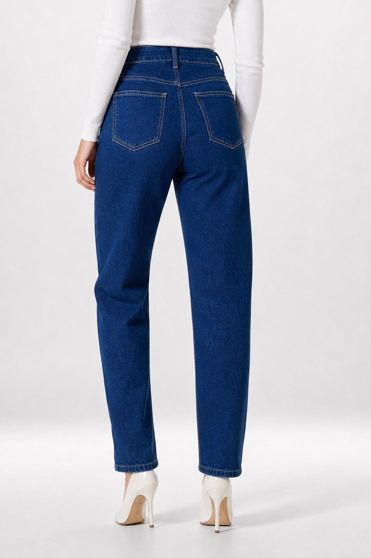 Studded Seam Barrel Leg Jeans - Indigo (2)