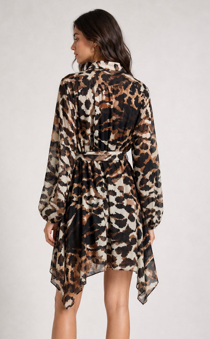 Animal Print Wrap Dress - Black (2)