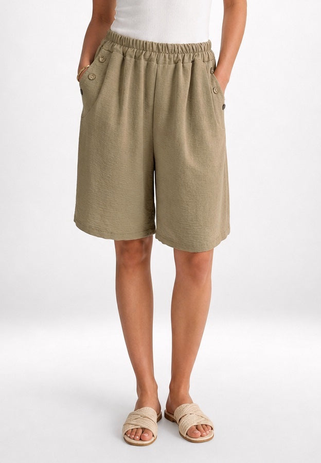 Textured Culotte Shorts with Button Detail - Mixed Pack