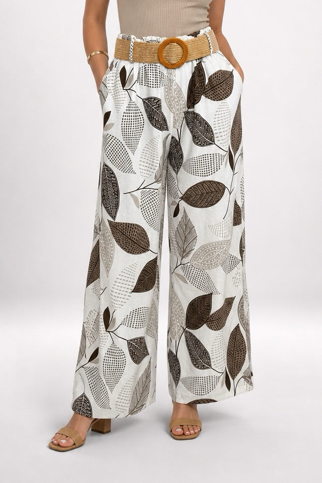 Leaf Print Wide-Leg Trousers - Mixed Pack