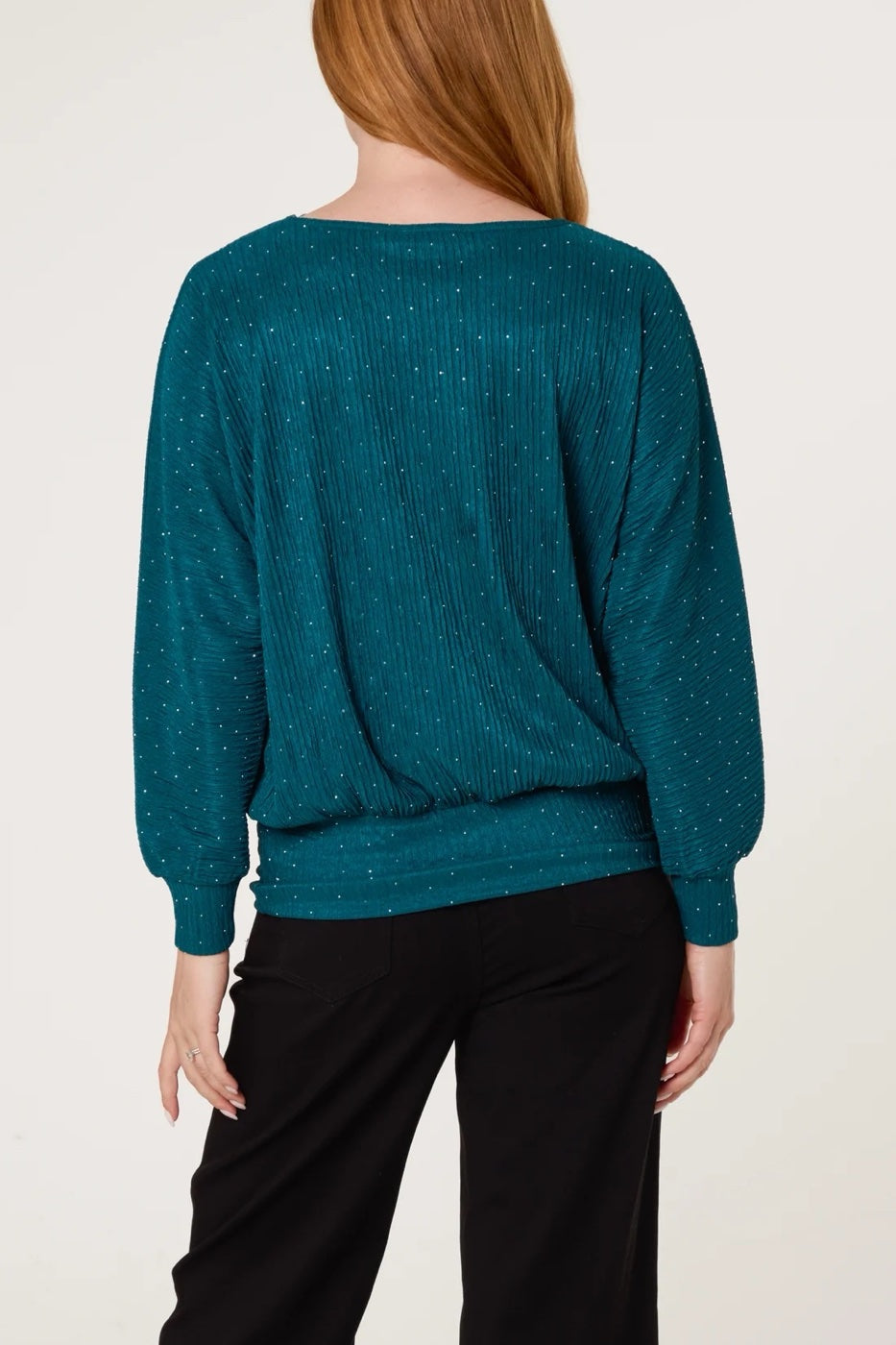 Embellished Ribbed Top - Teal (2)