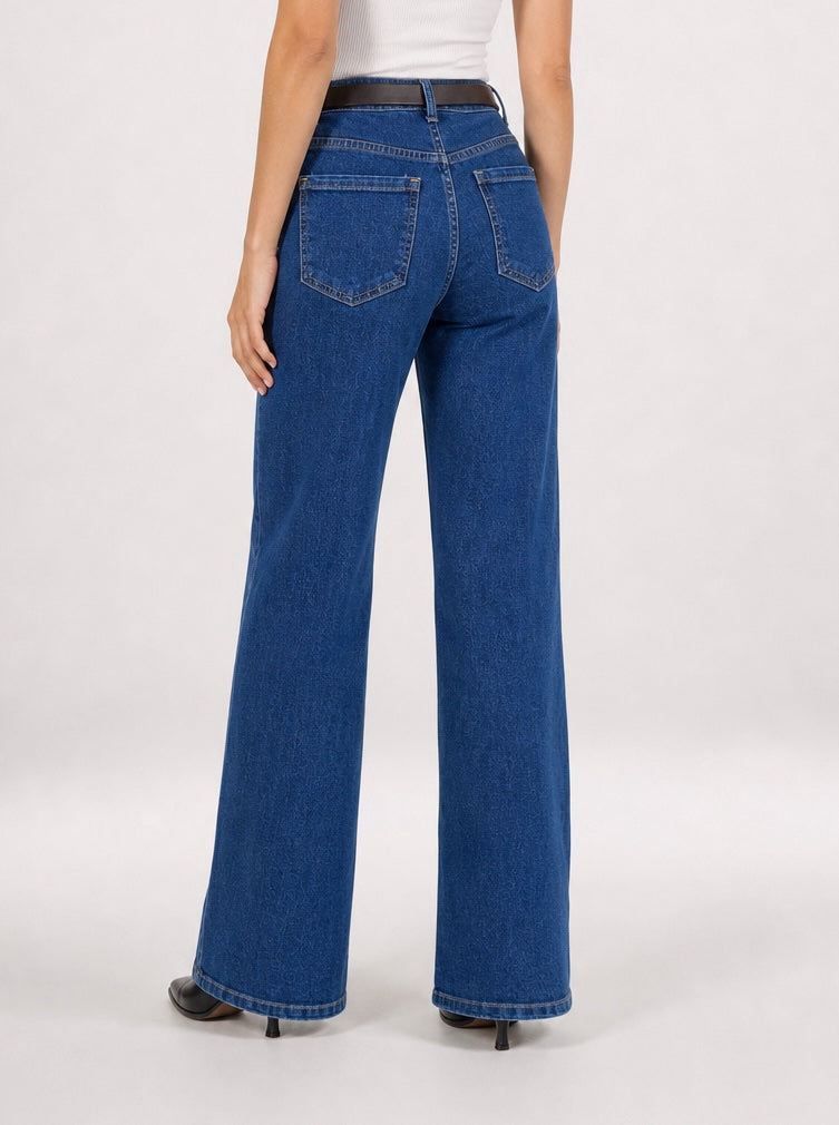 High Rise Wide Leg Jeans - Indigo (2)