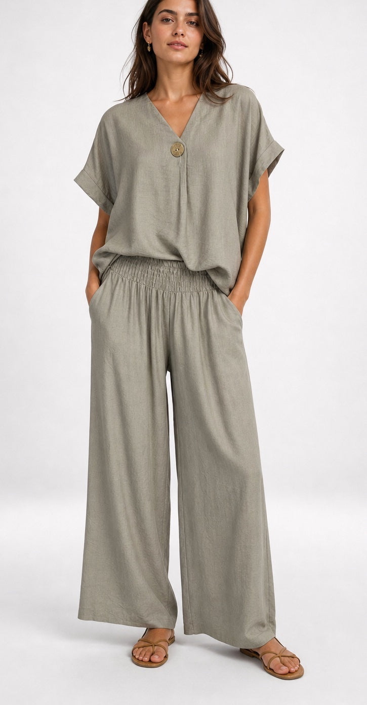 Relaxed Fit Top and Wide-Leg Pant Set - Mixed Pack