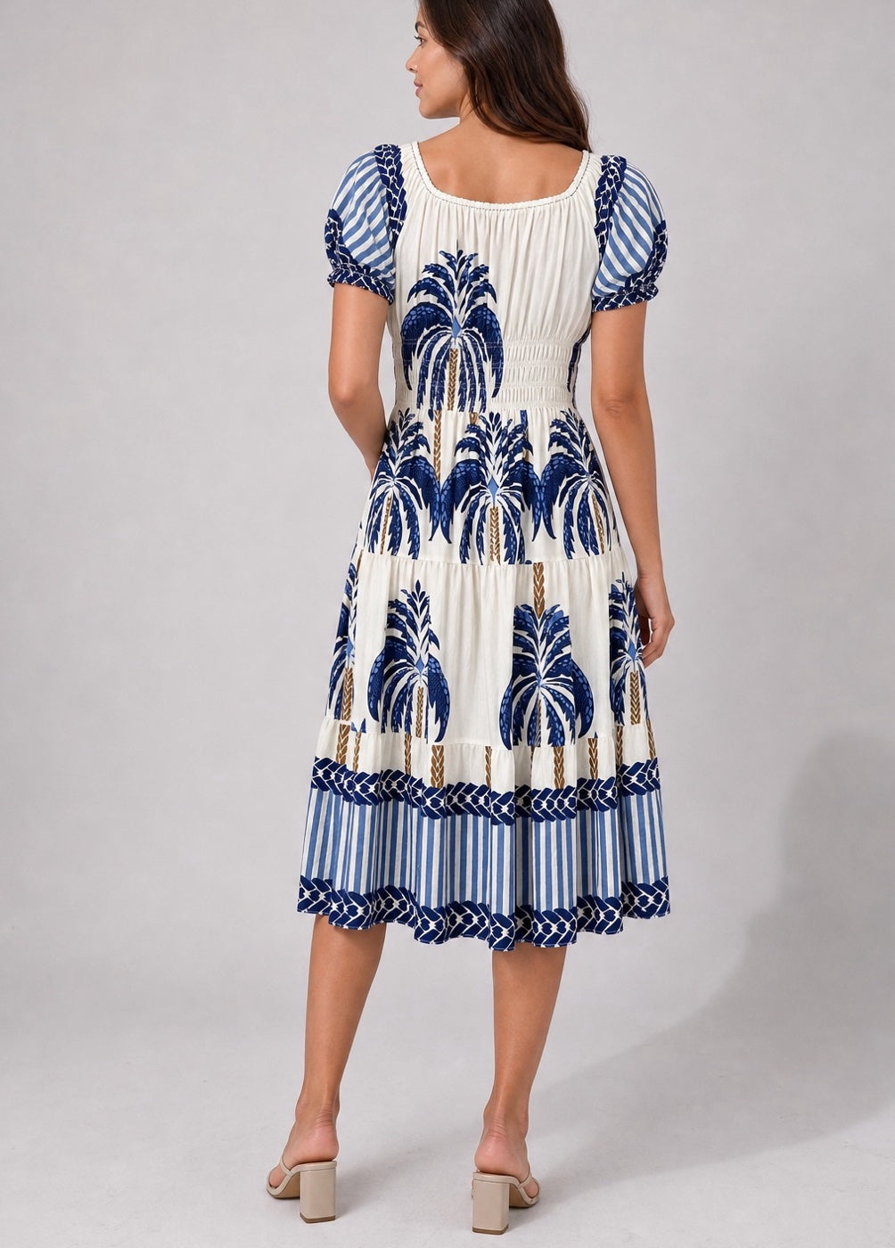 Tropical Print Smocked Midi Dress - Mixed Pack (2)