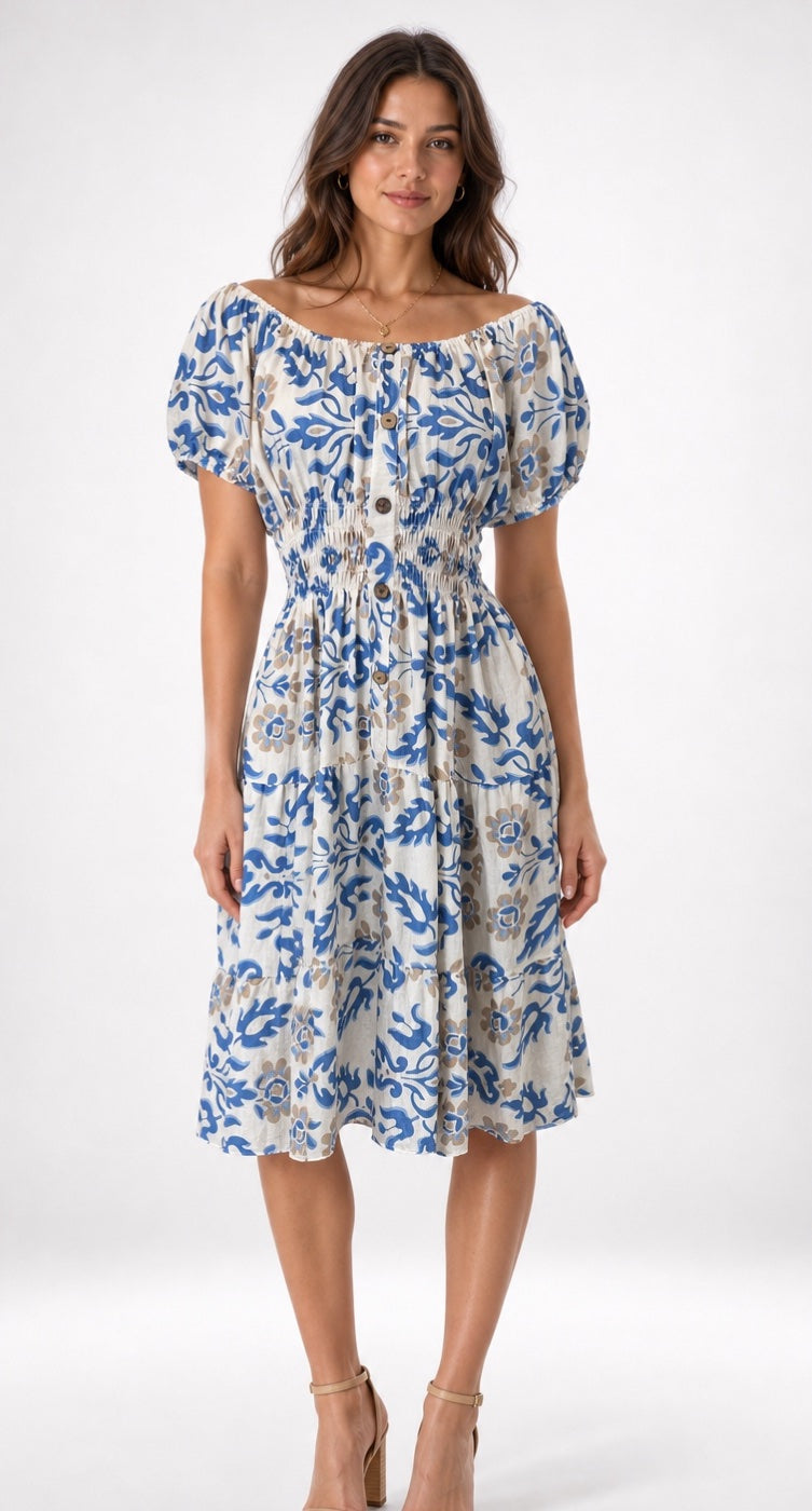 Damask Leaf Tiered Midi Dress - Mixed Pack