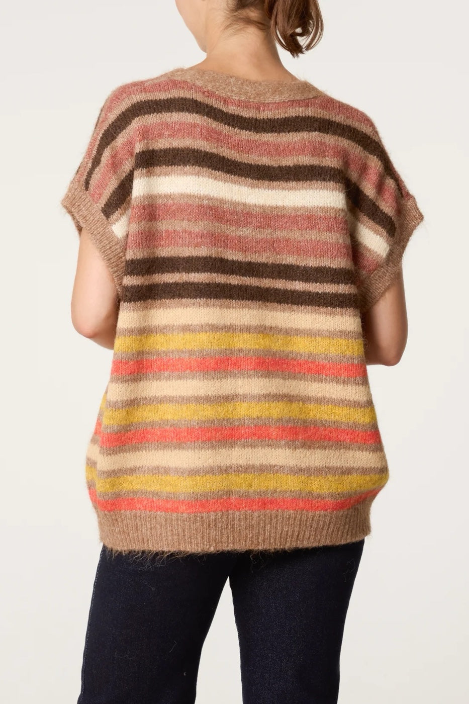 Striped Knit Button-Front Vest - Multi