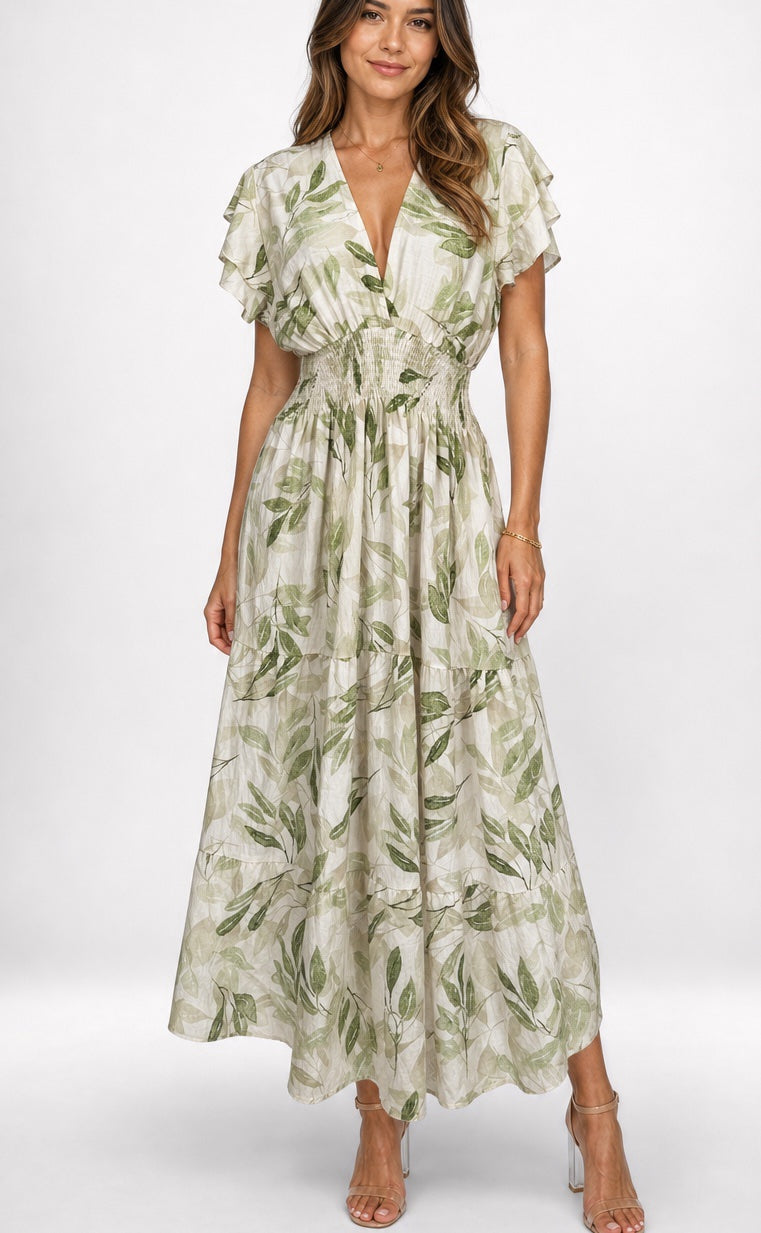 Leaf Cross Over Tiered Maxi Dress - Mixed Pack