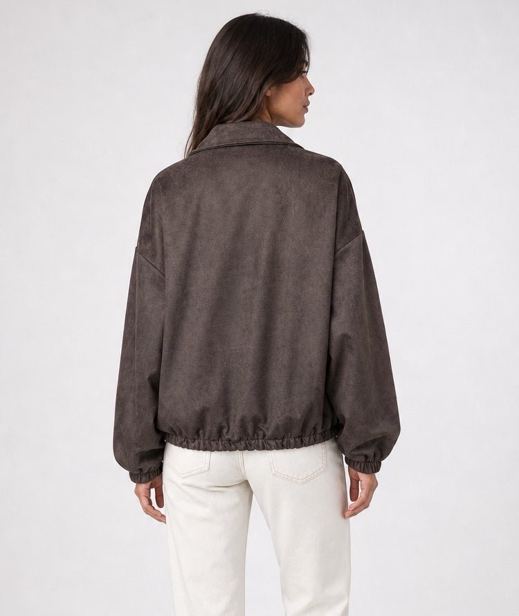Oversized Faux Suede Bomber Jacket - Mixed Pack (2)
