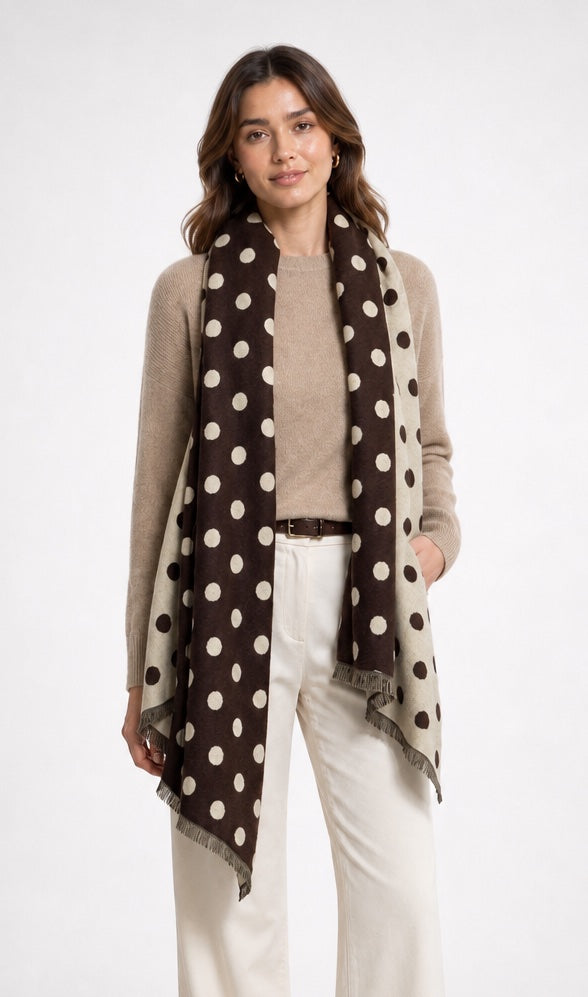 Polka Dot Fringed Wool Scarf - Mixed Pack (2)