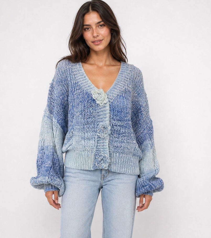 Marbled Stripe Floral Button Cardigan - Mixed Pack