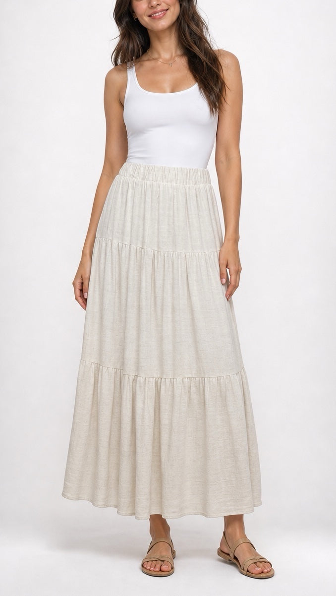 Tiered Maxi Skirt - Stone
