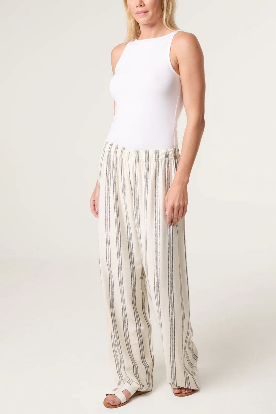 Striped Wide-Leg Trousers - Ivory (2)