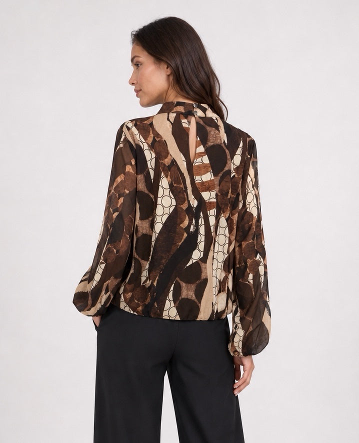 Abstract Print Mock Neck Blouse - Mixed Pack (2)