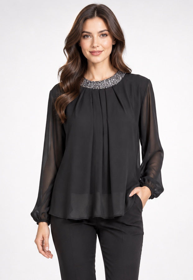 Embellished Neckline Chiffon Blouse - Mixed Pack