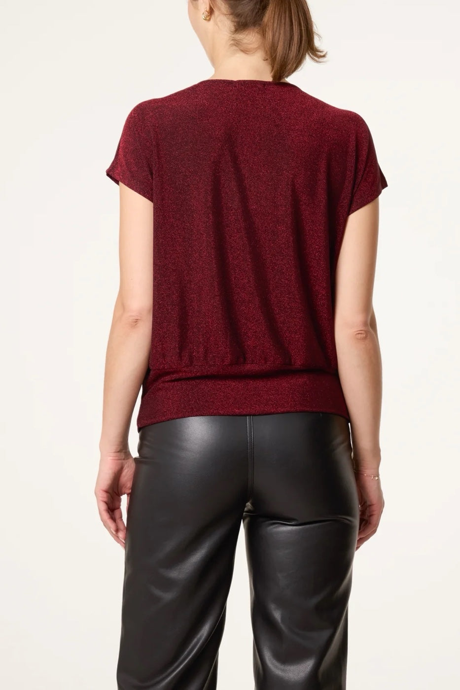 Shimmer Cowl Neck Top - Wine (2)