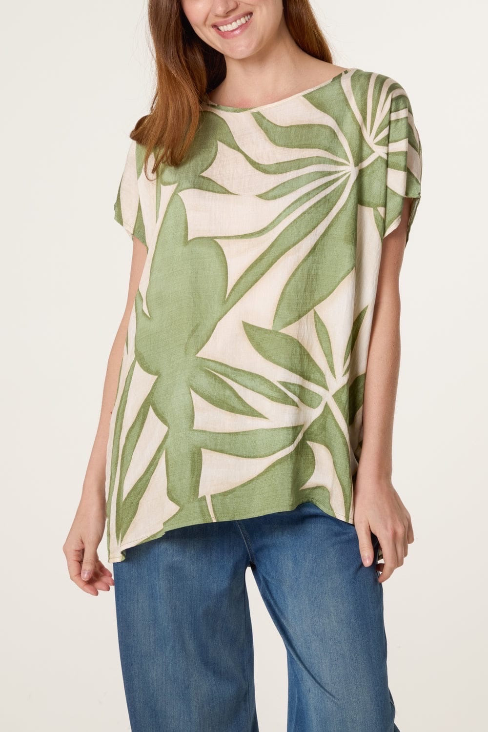 Denim Wide Leg Trousers - Green