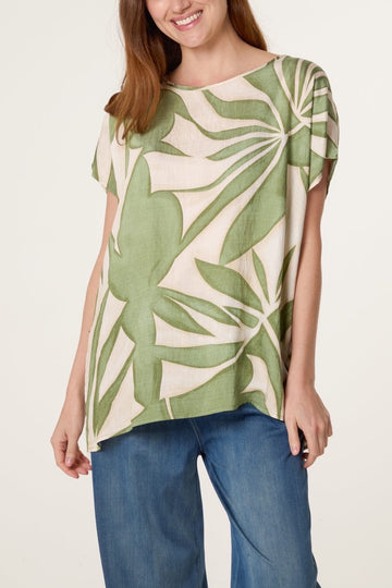 Denim Wide Leg Trousers - Green