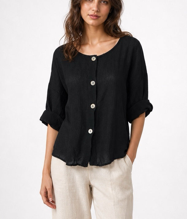 Textured Button-Through Top - Mixed Pack