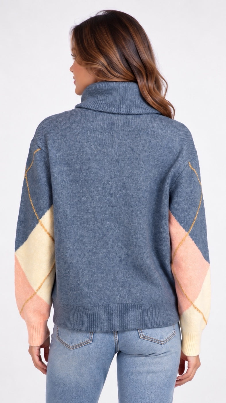 Turtleneck Argyle Jumper - Mixed Pack (2)