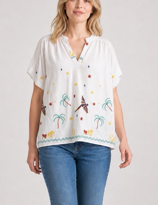 Embroidered Tropical Top - Mixed Pack