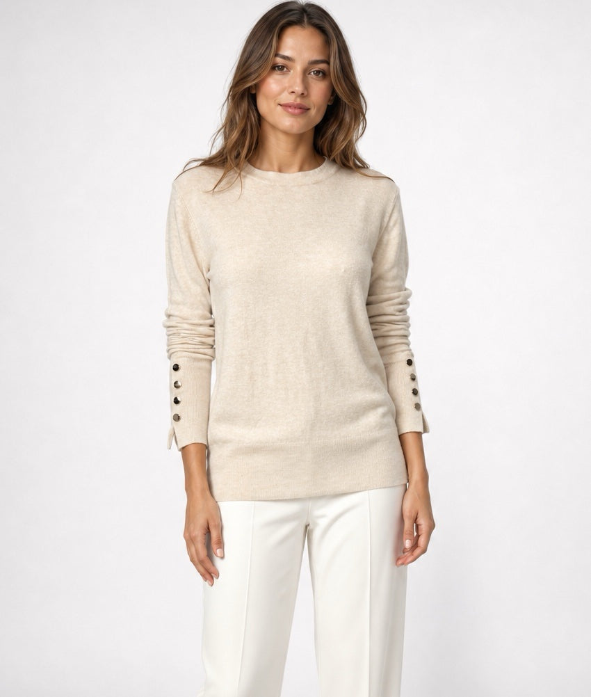 Crew Neck Jumper with Button Cuffs - Mixed Pack