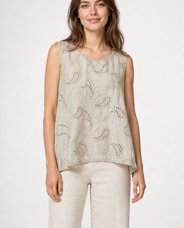 Embroidered Paisley Sleeveless Top - Mixed Pack