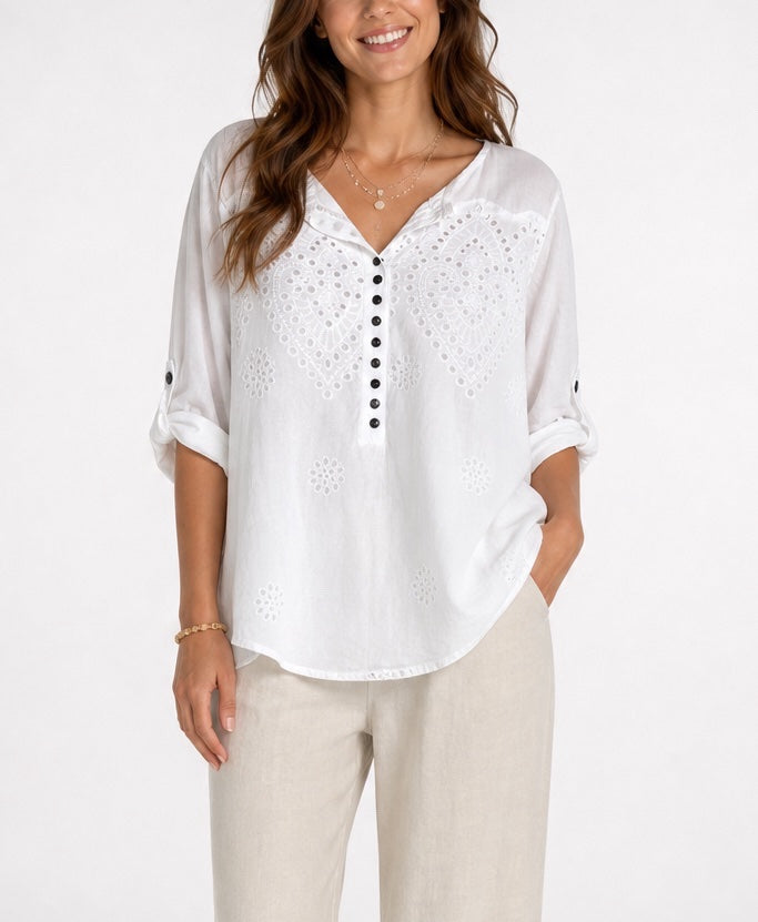 Embroidered Eyelet Peasant Blouse - Mixed Pack