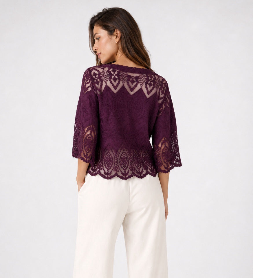 Embroidered Lace Button-Front Blouse - Mixed Pack