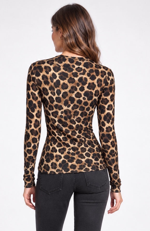Cashmere Enriched Leopard Print Long Sleeve Top - Mixed Pack (2)