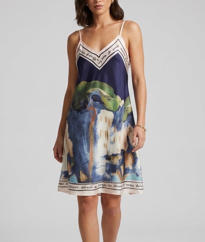 Picturesque Landscape Print Slip Dress - Mixed Pack