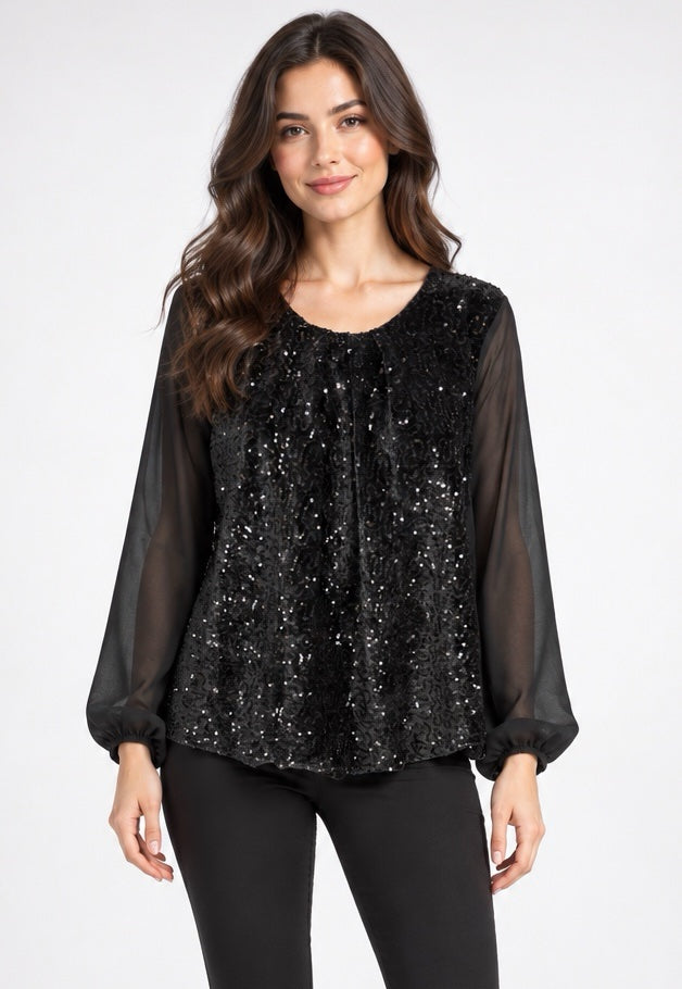 Sequin & Sheer Sleeve Top - Mixed Pack