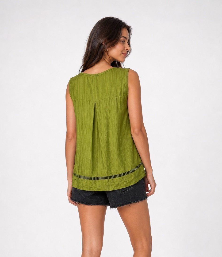 Textured Sleeveless Top with Cutout Hem - Mixed Pack (2)