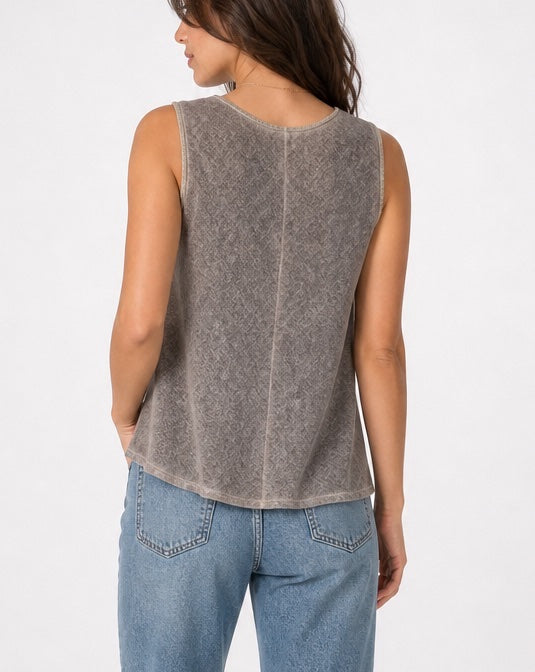 Linen Blend Gold Trim Sleeveless Tank - Mixed Pack (2)